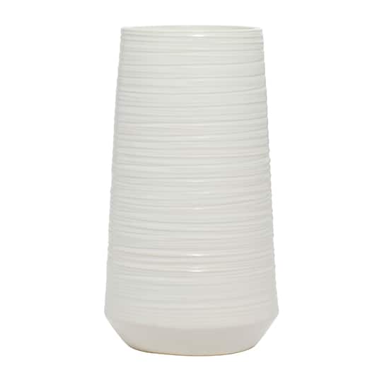 Silver Porcelain Contemporary Vase, 12" x 6" x 6"